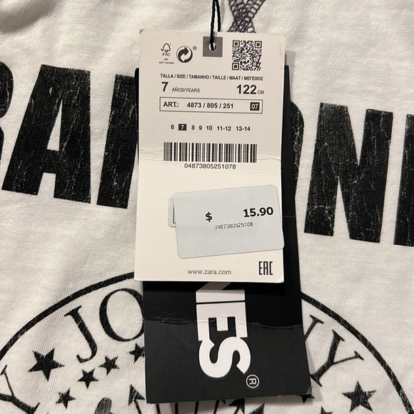 ⭐️Zara boy’s Ramones gray & white long sleeved t shirt Age 7 NWT - Picture 4 of 4